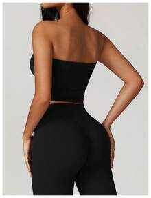 Nouveau top tube sans bretelles, sexy, dos nu, soutien-gorge de sport pour femmes, résistant aux chocs et à séchage rapide, idéal pour le fitness et le yoga. - Noir avancé - Voir 3