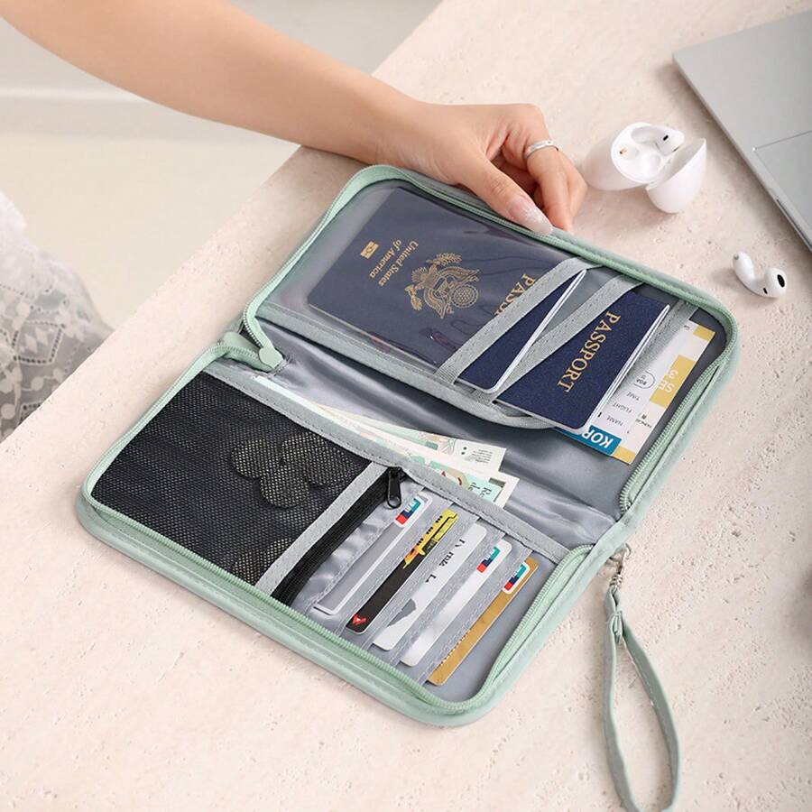 Passport Bag, Portable Boarding Pass Card Holder, Anti-Theft Card Holder For Overseas Travel Documents, Multifunctional Travel Storage Bag - RH ID Bag (Black) - View 1