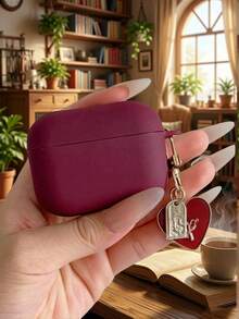 酒红色心形挂饰耳机保护套，兼容苹果 1/2/3/Pro/Pro2/Pro3 - 酒紅色 - 查看 5