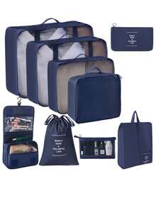 10/1pc Travel Storage Set, Includes Toiletry Bag, Makeup Bag, Underwear Storage Bag, Shoe Bag, Clothing Storage Bag. Can Store Clothes, Toiletries, Cosmetics, Makeup Brushes, Skincare Products, Phones And Various Small Items. Overall Bohemian Style, Suitable For Travel, Beach Vacation, Campus Life, Winter Travel And Back To School. - View 33