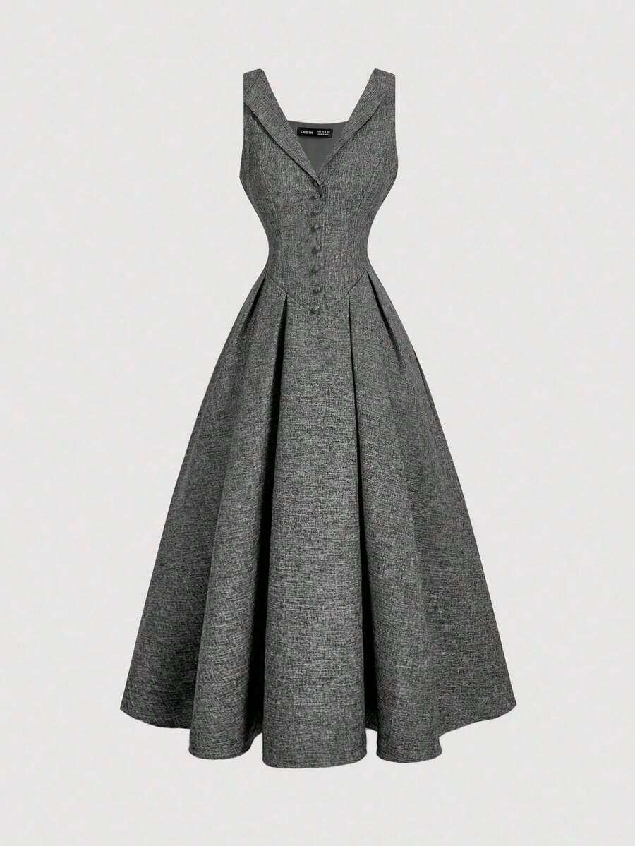 Women Midi Dresses - Dark Grey - View 1