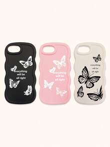 Luxury Butterfly Fashion Phone Cases Butterfly Print Matte Wave Edge 3pcs Creative Soft Case Compatible With IPhone & Galaxy Phones Spring Gift Birthday - Multicolor - View 46
