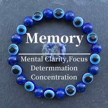 Men's & Blue Evil Eye Charm Bracelet With 8mm Devil's Eye Bead - Elastic Greek/Roman Amulet Jewelry Suitable For Daily Wear, Parties, Christmas/Thanksgiving Gift - Year-Round December Birthstone Accessory - 1pc - 查看 1