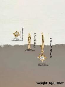 Bộ 3 bông tai mặt dây chuyền hình ngôi sao tối giản, bông tai xoắn Mobius, bông tai thời trang sáng tạo đa năng. - bộ bông tai ba chiếc - Xem 3