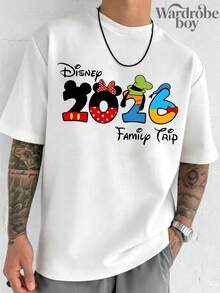Disney Printed T-Shirt,2026 Disney Family Vacation Parent-Child Travel T-Shirt: Epcot Girl Disney World Trip T-Shirt, Cartoon Theme Park Inspired Design T-Shirt, Unisex,High-Quality Pure Cotton T-Shirt,Suitable For All Seasons, Comfortable And Breathable| Exquisite Design | The Best Choice For Giving Gifts - 白色 - 查看 1