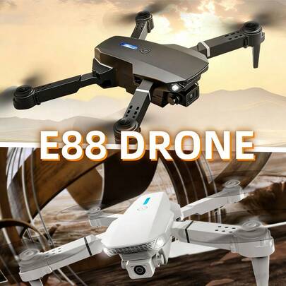 E88无人机 - 便携式可折叠双摄像头无人机，带遥控器，高清视频拍摄，配备可充电电池，非常适合家庭使用和特殊场合，圣诞礼物 | 可折叠无人机 | 双摄像头无人机