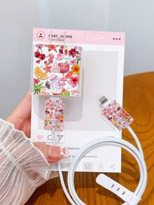 4件套夏季假期透明手机充电器保护套，数据线整理器套装 - 20W/18W充电器适配器，适配器头保护套，兼容 11/12/13/14/15/16/13 Pro Max/16 Pro Max/17 Pro Max - 無色 - 查看 4