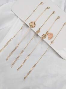 5 piezas por set. Individualista, simple y conjunto de joyas geométricas retro. Adecuado para uso diario, fiestas o regalos de festivales. - Multicolor - Ver 5