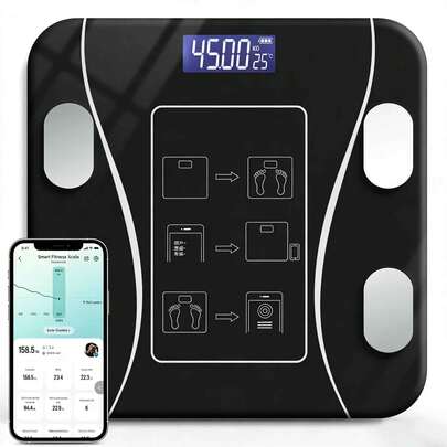 Escala De Grasa Corporal, Peso Máximo 180kg, Báscula Electrónica Bluetooth, Carga USB Y LCD, Bascula Inteligente Corporal, Análisis Múltiples Datos, Bascula Peso Corporal, Compatible Con IOS Y AndroidDispositivos de salud precisos bluetooth para usuarios domésticos con aplicaciones de sincronización,LED, vidrio templado