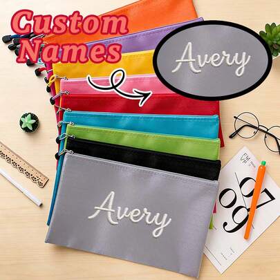 Personalized Embroidery Oxford Cloth Football Pattern Zipper Bag, Waterproof Document File Bag, Student Tutorial Bag, A4 File Bag, Customizable Text & Logo Printing