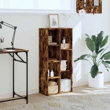 vidaXL Libreria, scaffale, divisorio per soggiorno o ufficio, mensola autoportante, mensola da ufficio con contenitore, scaffale per documenti, mensola a cubi, composito di legno di rovere affumicato - Rovere affumicato - Visualizzare 10
