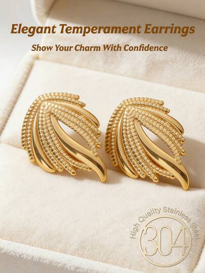 1 Pair Thick Exaggerated Gold Hoop Earrings, Asymmetrical Swirl Tassel Earrings, 18K Gold Plated Earrings For Women, Hypoallergenic & Anti-Oxidation, Bohemian Style Minimalist Jewelry, Gift For Her
