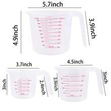 3pcs Measuring Cup Set, Household Plastic Measuring Cups, Transparent Graduated Cups, Small & Large Measurement Cups, Kitchen Baking Measurement Tool Set - White - View 4