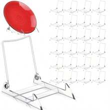 12 soportes de acrílico para placa transparente cable blanco ajustable y caballete de exhibición de acrílico transparente 4.7 pulgadas de alto x 3.8 pulgadas de ancho x 5.3 pulgadas de - Blanco y transparente - Ver 8