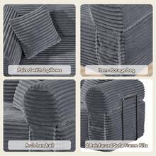 2-In-1 Convertible Sleeper Sofa Bed,3 Seats Compression Sofa With Fixed-Shape Frame, 82.67" Comfy Floor Couch With Pillows Hybrid Sofa Pocketed Spring - Grey - View 5