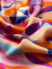 Women's Printed Scarf For Spring/Summer, Color-Matched, Lightweight And Elegant For Neck, Can Be Used As Headscarf, Headband, Ideal Choice To Enhance Your Overall Look - Màu xanh lam - Xem 3