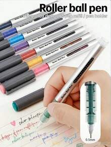 8-Color Liquid Gel Pens, Syringe-Shaped Neutral Pens, Water-Based Drawing Pens, Multi-Color Notebook Pens. 0.5mm Nib Diameter, Large Capacity, Quick-Drying, Suitable For Office And Student Use. - Direct-liquid Colored Gel Pen - View 2