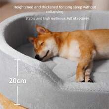 1pc Pet House, 4-Season Universal Dog/Cat Bed, Suitable For Small/Medium/Large Pets, Removable Cushion, Fashionable Lychee Texture Boat-Shaped Bed, Soft & Comfortable, Easy To Clean, Durable - Grey - View 1