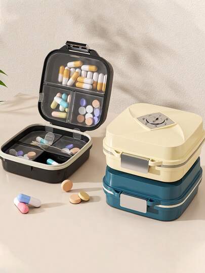 1pc 7-Compartment Pill Organizer, Portable Creative Travel Pill Box, 7-Day Weekly Medication Organizer, Large Capacity, Moisture-Proof, Suitable For Various Pills, Perfect For Home Medicine Cabinet