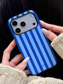 1 Piece Blue Striped Print Design Phone 17 Pro Max Case, Suitable For Phone 16 Pro Max, 15 Pro Max, 14 Pro Max, Korean Stylish And Interesting Phone Case, Compatible With 11/12/13/14/15/16 Pro Max Plus, Elegant Design Suitable For Both Men And Women, Ideal Gift For Girlfriend On Christmas, Valentine's Day, Easter, Wedding Season And Birthday - 藍色 - 查看 6