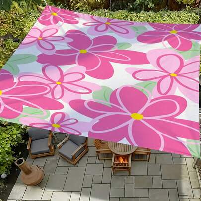 1件波西米亚风格彩色花卉遮阳篷，轻质涤纶材质，适用于沙滩、露营、花园、野餐等户外场合 - 遮阳篷（不含支架）