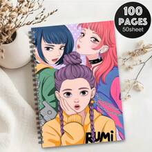 1pc Spiral Notebook, 100 Durable Spiral Bound Pages, Suitable For Study, Work And Note-Taking, High-Quality Paper Material, Sketchbook, Premium Paper, Gift For Shoppers, Study Planner, Themed Diary, Notebook. Suitable For All 4 Seasons - A5 - View 1