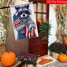 2D Flat - 2D Flat - A Single 2D Flat Garden Flag Featuring A Raccoon Wearing Glasses And An American Flag Design, Ideal For Outdoor Decoration In Your Yard Or Porch.This Charming Small Flag, Measuring 18 By 12 Inches - A - Xem 6