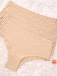 Set Of 3 High-Waisted Seamless Panties, Premium Fabric, No Leave Marks - Cos Mamut - Beige - View 1