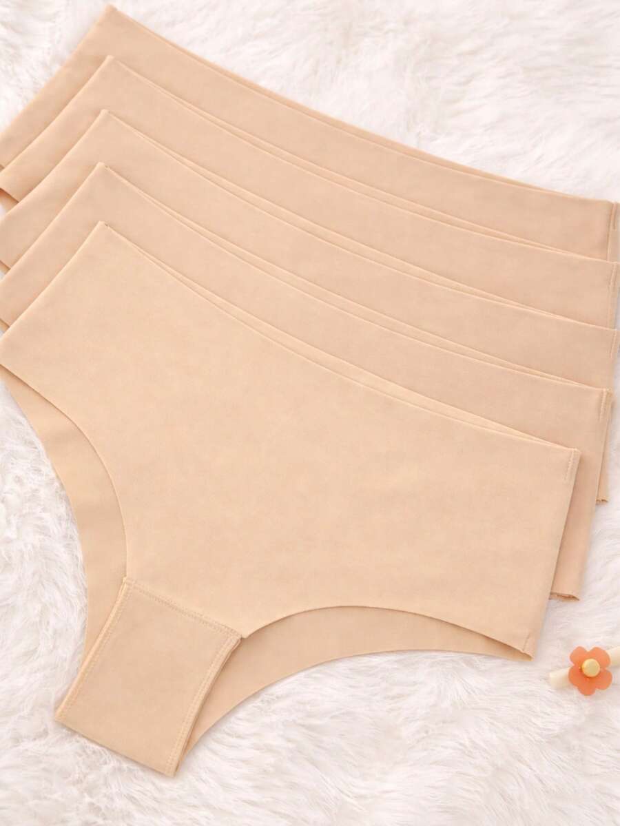 Set Of 3 High-Waisted Seamless Panties, Premium Fabric, No Leave Marks - Cos Mamut - Beige - View 1