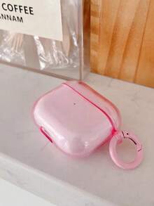 1pc Transparent Protective Case + Ring Buckle Shockproof Earphone Case Compatible With Apple 1/2/3/4, Pro, Pro 2nd Generation Bluetooth Earphones - Baby Pink - View 3