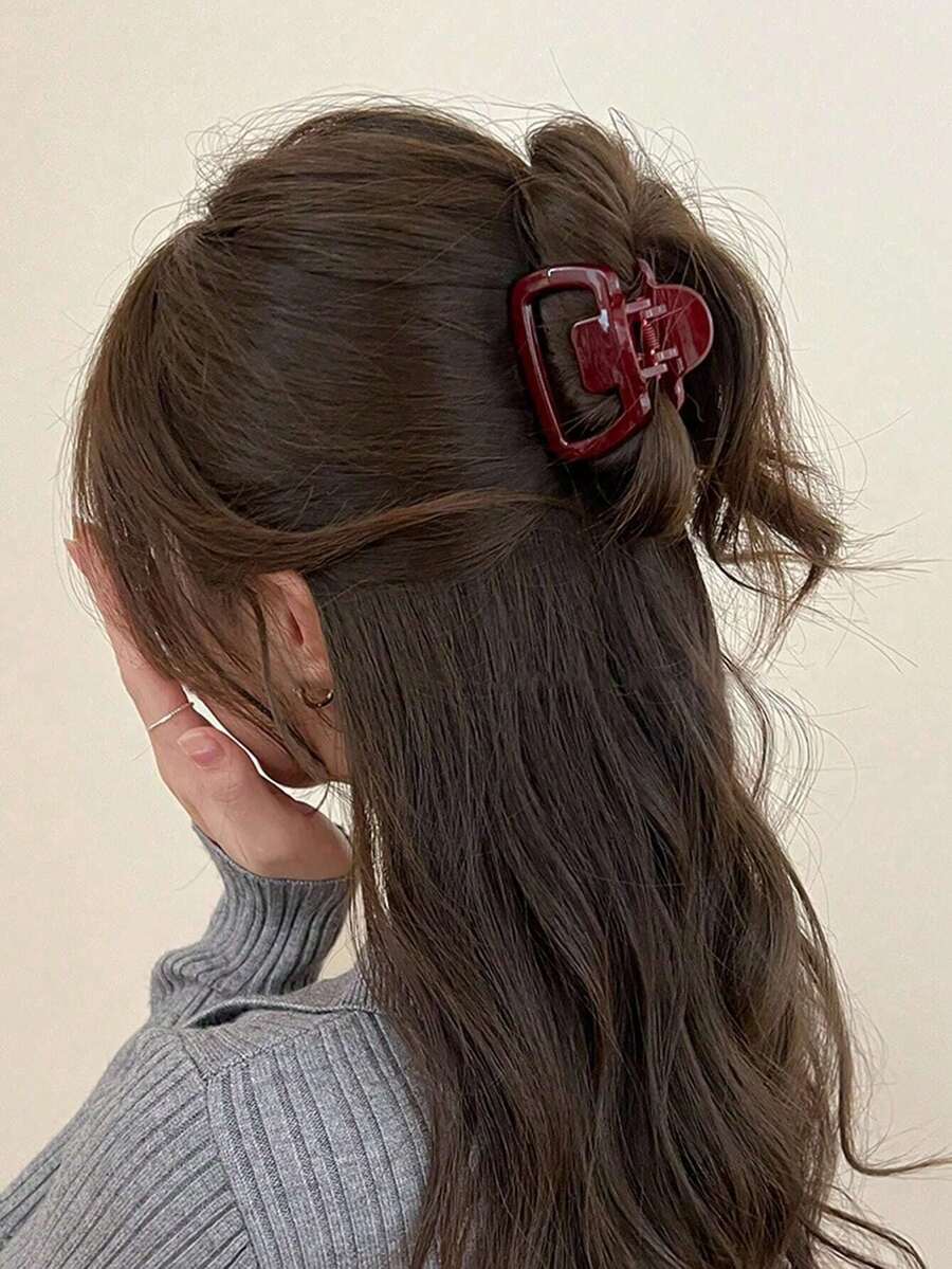 1个安克红色梯形爪夹发夹发卡断发夹头饰发爪夹发饰 - 彩色 - 查看 1