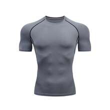 2026Short Sleeve Slim Fit Sports T-Shirt For Fitness, Men's Sports T-Shirts, Men's Casual T-Shirts, Men's T-Shirts. - 黑色 - 查看 2