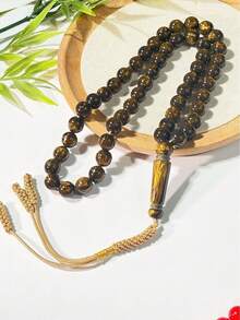 1条穆斯林编织星形珠念珠，51颗珠子穆斯林单股祈祷念珠，简约流苏祈祷手链 - 彩色 - 查看 3