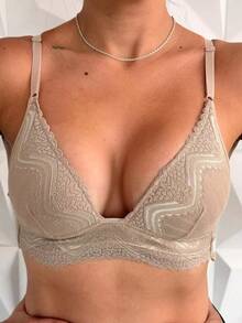 Sutiã Bojo Soft Com Renda Não Amassa Sem Aro Confortável Premium Alça Regulável Lingerie Feminina - Bege - Visão 2