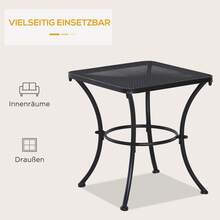 Side Table, Black Garden Table, 45 X 45 X 50 Cm, Metal Balcony Table, Coffee Table For Patio And Garden - Black - View 4