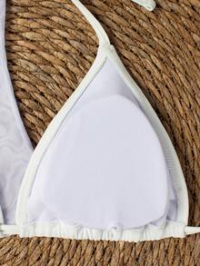 女士泳衣套装，全身花卉几何印花，波西米亚风打结沙滩度假装，夏季 - 彩色 - 查看 3