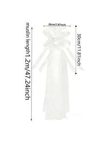 3pcs White Wedding Bow Decor Set - Features White Bow Decorations With Long, Flowing Chiffon Satin Ribbons; Perfect For Decorating Church Aisles, Chairs, And Wedding Cars. An Ideal Decoration Choice For Wedding Ceremonies, Bridal Showers, Birthday Celebrations, Themed Events, And Anniversaries. - One Size Fits All - View 3