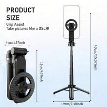 Bâton à selfie magnétique réglable avec trépied intégré et télécommande, avec texture en fibre de carbone, rotation à 360°, support de voyage portable, rechargeable, design compact, prise solide, structure légère. Idéal pour les créateurs de contenu et les utilisateurs de médias sociaux. Cadeau pour la Journée de la femme, anniversaire, mariage, fête. - noir - Voir 4