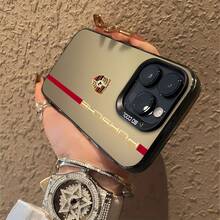 Porsche Logo Gold Black Red White Theme. This Stylish Phone Case Is Compatible With Samsung, Apple, VIVO, OPPO, Motorola, Transsion, Google, Xiaomi And Honor. Made Of TPU Silicone, It Offers Shock And Drop Protection And A Superior Feel. It's An Ideal Gift For Family, Friends, And Loved Ones, And A Perfect Choice For Valentines Day And Year's Gift. - 黑色 - 查看 6