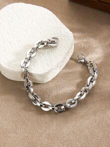 1PC Y2K Stacked Chain Bracelets Set | 5Pcs Punk Layered Gold Silver Bracelets For Women Men | Aesthetic Industrial Jewelry - Silver - View 15