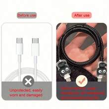 3个波浪猫TPU线缆保护套，耐用ABS材质线缆套管，兼容苹果18W/20W充电器，保护充电线免受损坏 - 彩色 - 查看 3