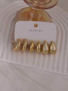 4/6/16pcs Women Earrings/Hoop Earrings Set, Fashionable And Elegant, Suitable For All Year Round Wear - Gold - View 10