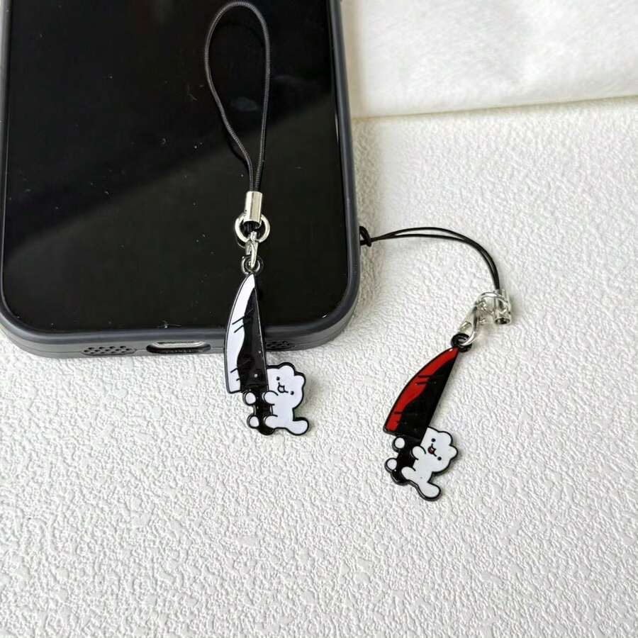 1/2pcs Cute Bear Kitchen Decor Phone Charm, Phone Accessory Pendant, Holiday Decoration, Elegant USB Charm Suitable For Smartphones