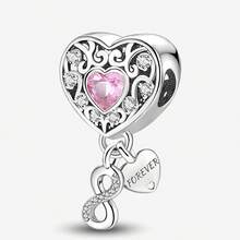 1 Mặt dây chuyền hạt hình trái tim vô cực bằng bạc Sterling thời trang, thích hợp để làm vòng tay, trang sức DIY cho nữ. - Bộ 1 - Xem 17