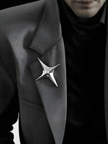 2026新款奢华金属十字星胸针，独特设计，女士翻领别针 - 彩色 - 查看 1