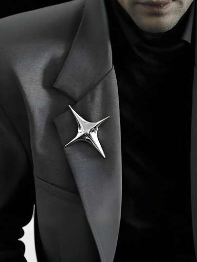 2026新款奢华金属十字星胸针，独特设计，女士翻领别针