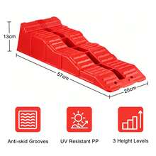 Capacity Kerb Ramp – 2.5 Ton 3-Step Ramps For Motorhome, Campervan & Trailer Levelling - Rojo - Ver 3
