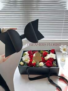 1pc Bowknot Gift Box Set, Suitable For Gift Packaging, Floral Packaging, Made Of Durable Plastic And Paper Material With Ribbon Handle, Ideal For Weddings, Parties, Birthdays, Valentine's Day And Other Occasions - Multiple Styles - View 3