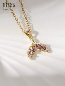 Hihho 1pc Delicate Mermaid Tail Pendant Necklace, Suitable For Daily Sweet Outfit, Sunny Beach, Street Stroll, Fashion , Gift For Girlfriend Or Best Friend - Yellow Gold - View 11