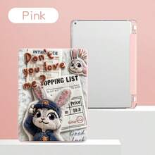 Disney Ốp máy tính bảng họa tiết Judy và Fox, tương thích với iPad Pro 13/12.9/10.5/10.2/9.7/8.3/7.9/11 inch, phù hợp với các dòng M5/M4/M3/M2 năm 2025/2024/2023/2022/2021, tương thích với các dòng iPad Air 2/3/4/5/6/7 năm 2017/2018/2019/2020, thế hệ 5/6/7/8/9/10/11, Mini 4/5/6/7, kiểu dáng hoạt hình dễ thương dành cho cả nam và nữ, ốp lưng silicon mềm hai mặt có thể gập lại, chống rơi vỡ. - Hồng - Xem 1
